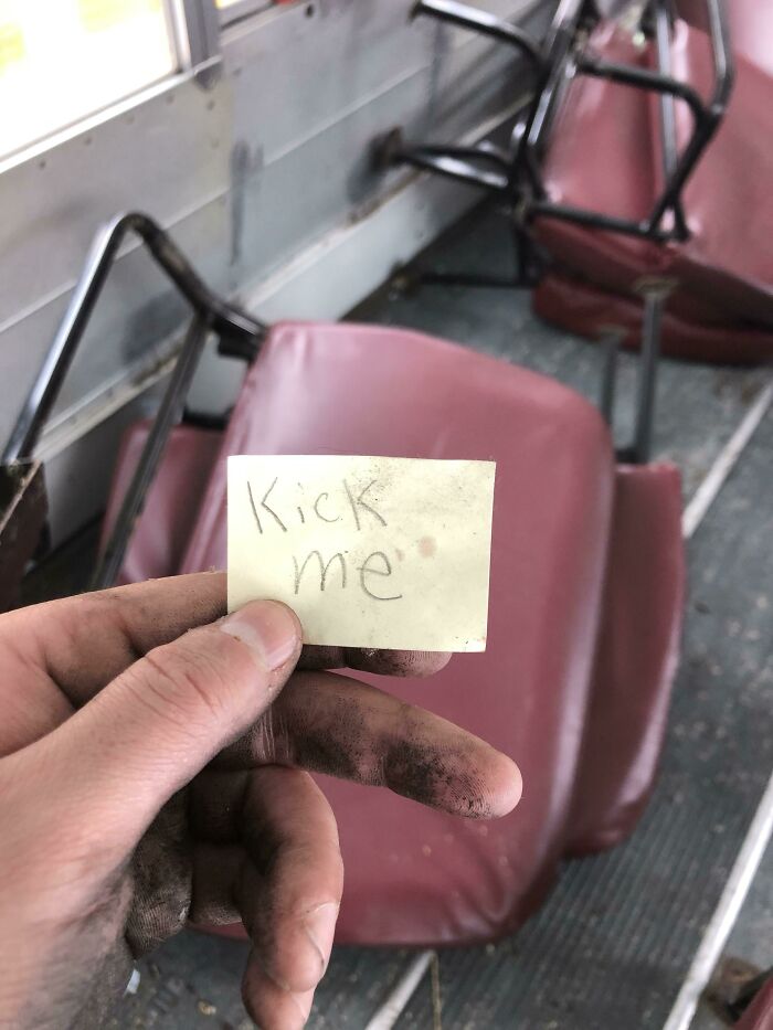 Found This While Converting A School Bus. Some Jokes Are Eternal