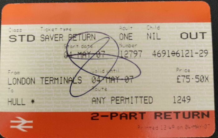 Found This 14 Year Old Ticket Stub From London, In A Used Book. I Live 5000 Miles Away In India