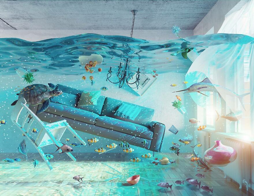 An Interior And Game Designer Transforms Popular Home Design Into Surrealist Art (32 Pics)