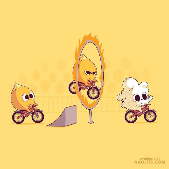 Fire Stunt! 🔥is It Hot Where You Live? Here In Spain You Better Stay In The Shade 😅
#summer #popcorn #hot #fire #ringoffire #corn #funny #cute #aww #awww #awesome #lol #comic #humor #humorous #stunt #sport #comicstrip #animation #stuntman #action #illustration #relatable #relatablecomic #cactus #rockpaperscissors #motorbike #indieart #indieartists
