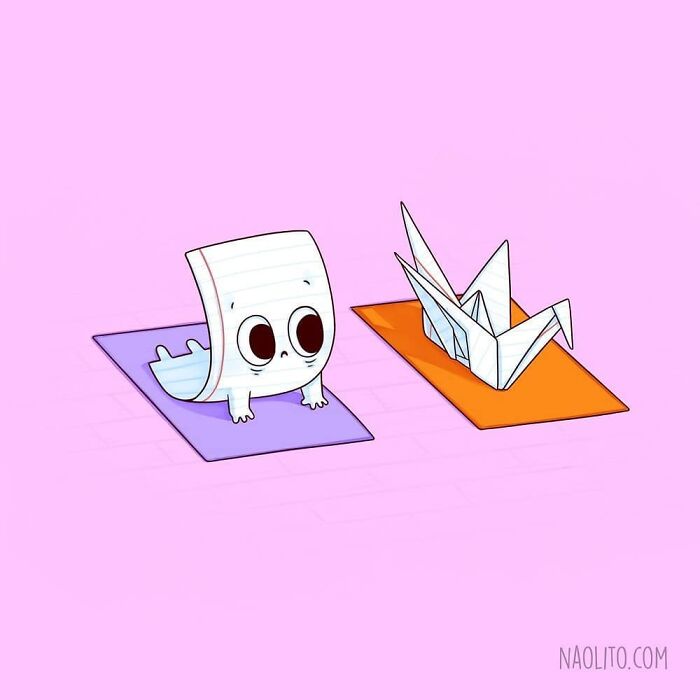 Every Time A Friend Drags Me Into A Yoga Class 🧘
#yoga #health #paper #papiroflexia #crane #craneposition #sport #healthy #fit #fitbody #fitness #sport #personalcare #crunches #yogui #matt #funny #humor #illustration #cute #cuteness #kawaii #indieart #indieartists #origami #art #comic #relatable #relatablecomic #namaste #yogilife