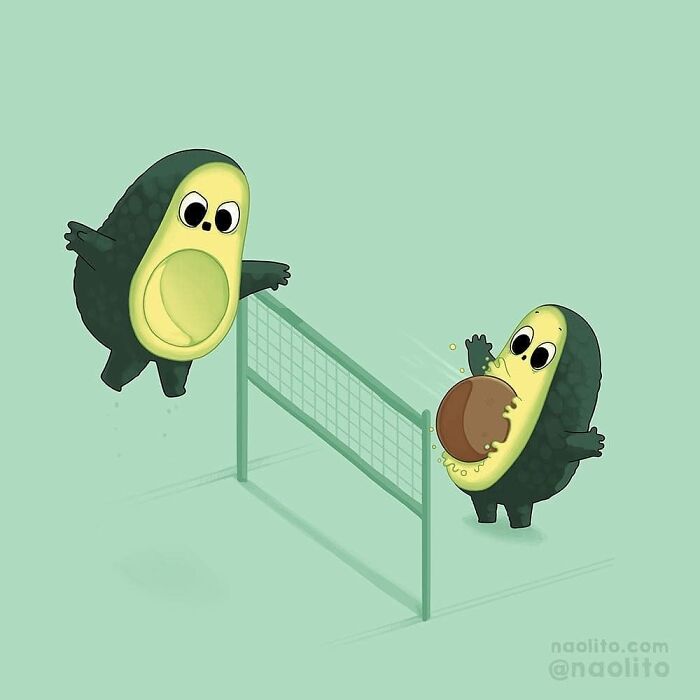 Summer Sports! It's Been Too Long Since My Last Avocado Design 🥑 Swipe To See More.
i'm Also Barely Designing Lately, I'm Involved In The Biggest Project I've Ever Worked On, So It Requires My Full Attention. All I Can Say Is That It's 3D Animation :)
#avocado #volleyball #summer #aww #awww #awesome #lol #fun #relatable #cute #kawaii #relatablecomic #comics #comicstrip #lol #realfooding #realfooder #foodies #food #sport #healthyfood