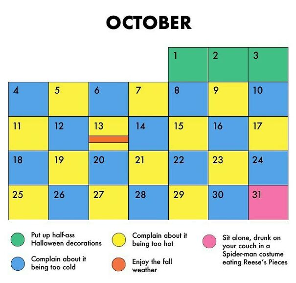 October is here. Please update your calendars.