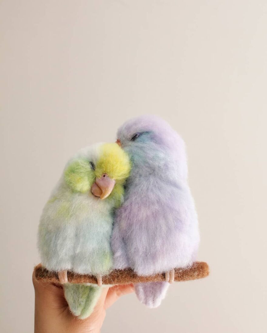 💖💖💖 Love In The Air 💖💖💖
.
in Fact, This Is How Birds Express Love And Care By Preen Each Other ☺️💖
.
needlefelt Bird Brooch By @mootomotto 💖
birds Inspired By @freyaeverafter_ 💖
.
#reallookseriesmootomotto#needlefelt #parrotlet