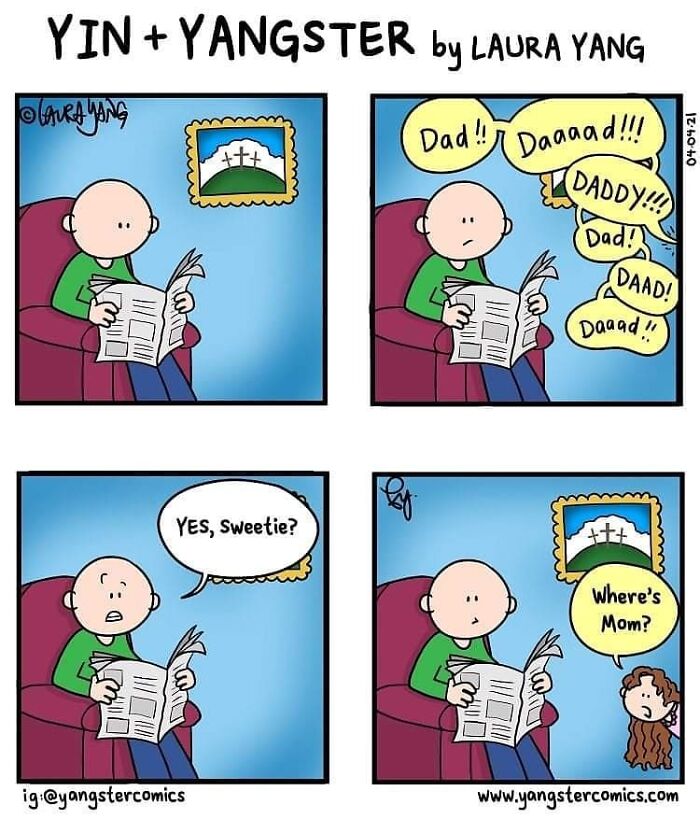 #dad #daddy #mom #mommy #parentlife #momlife #dadlife #kids #whereareyou #happyeaster #newspaper #thefunnypagesgang #yangstercomics #webcomics #parentingcomics