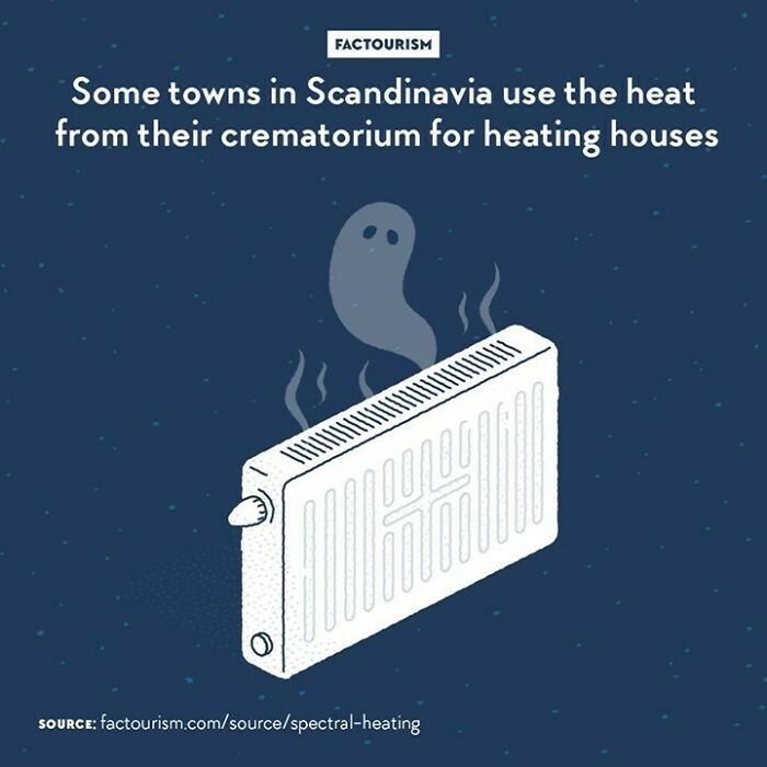 Some Towns In Scandinavia Use The Heat From Their Crematorium For Heating Houses⁠
⁠
crematoriums Produce Excess Heat, An Issue Which Is Often Solved By Using Cooling Towers, Which Consumes In Itself A Lot Of Energy As Well. Several Establishments In Denmark And Sweden Have Therefore Decided To Make Use Of The Surplus Heat Instead. It Is A Sensible And Environmentally-Minded Solution, Although When That Energy Is Sold To Power Companies, It Has Been Reckoned That The Practise Might Be Breaching The Ethical Code Of The International Cremation Federation, Which States That “The Products Or Residue Of A Cremation Shall Not Be Used For Any Commercial Purpose”. However, After Much Deliberation, The Danish Council Of Ethics Decided That It Was Perfectly Ethical To Recycle Cremation Heat.⁠
⁠