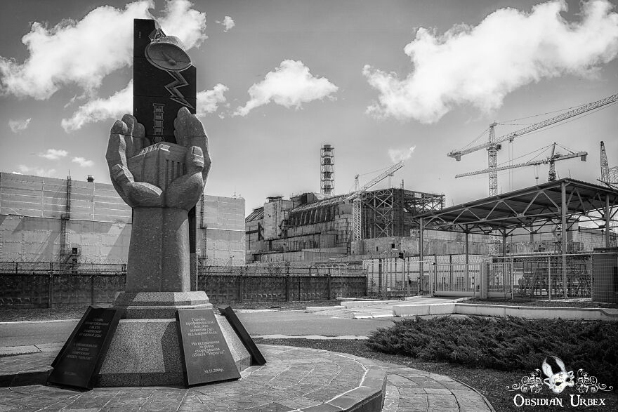 Memorial In Front Of The Chernobyl Nuclear Power Plant