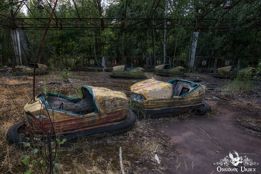 Bumper Cars At The Abandoned Amusement Park