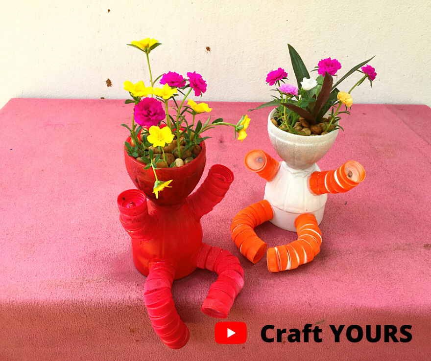 Easy Tutorial | How To Make Flower Pot From Plastic Bottle Easily | Portulaca