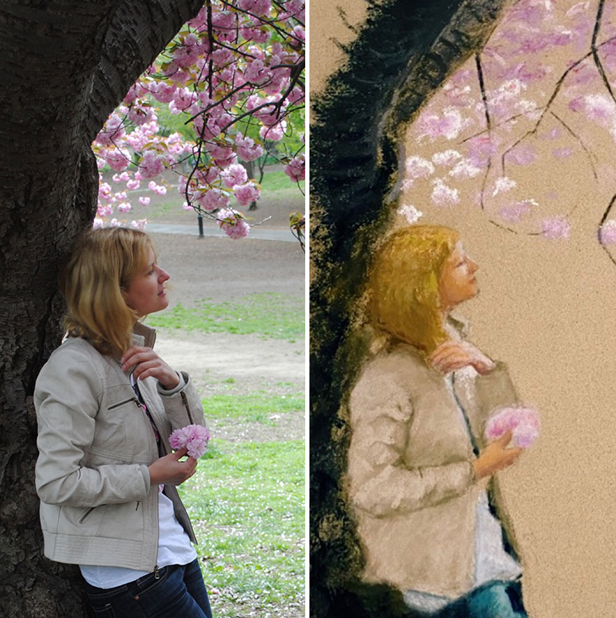 Self-Portrait Sakura Bloom In Central Park