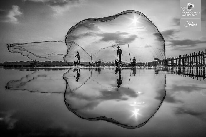 Mandalay Fisherman By Chin Leong Teo. Silver In People