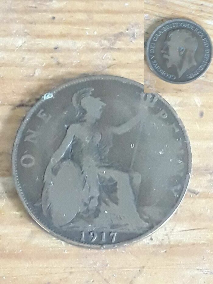My Most Prized Possession! And Old One Pence Piece From 1917! (And Yes I Added A Picture Of The Other Side So You Would Know It Was Real)