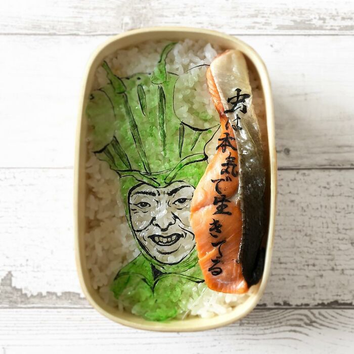 Bento artist creates detailed lunchbox art featuring characters from favorite TV shows, movies, and manga for her husband.