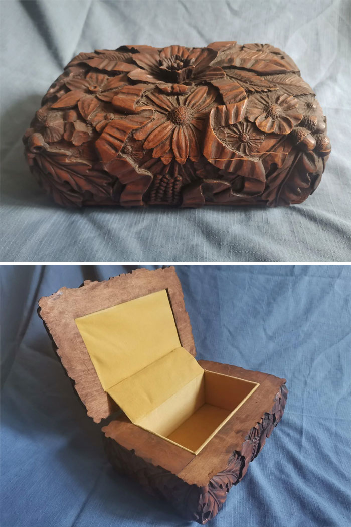 Another Jewellery Box I Made. Made From Maple Wood, And The Interior Is Yellow Velvet