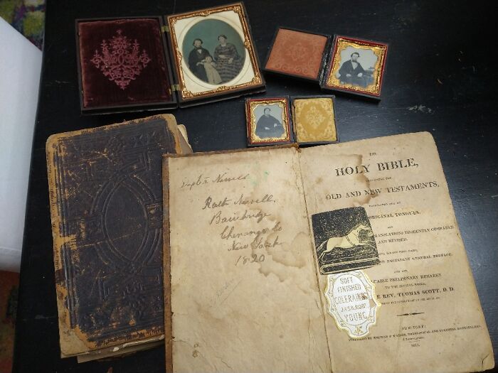 Old Family Bibles From The 1820s And My Great, Great Grandparents Civil War Daguerreotypes.