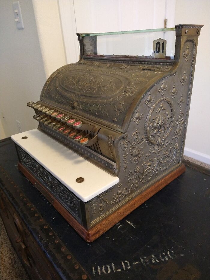 Fully-Functioning 1914 National Cash Register. 1914 Is The Last Year They Used Brass Due To Wwi