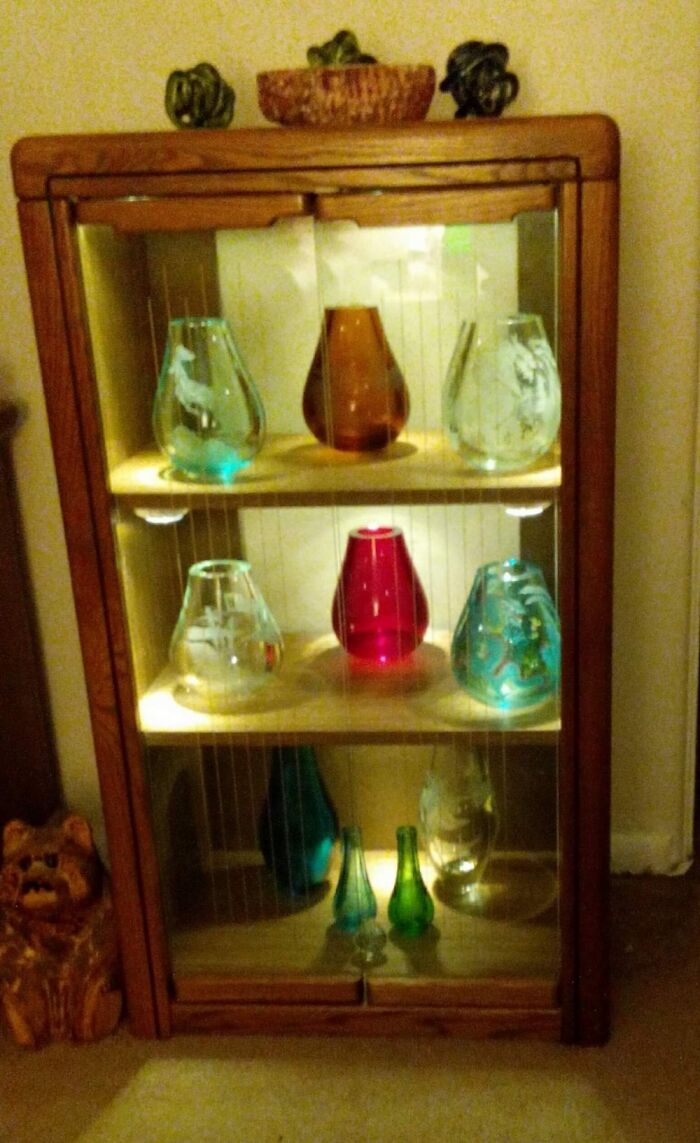 Chinese Etched Glass Vases