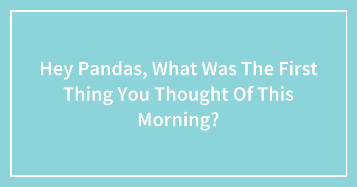 Hey Pandas, What Was The First Thing You Thought Of This Morning? (Closed)