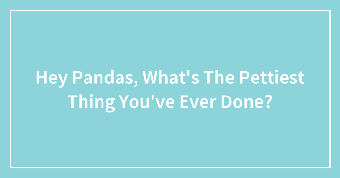 Hey Pandas, What’s The Pettiest Thing You’ve Ever Done? (Closed)
