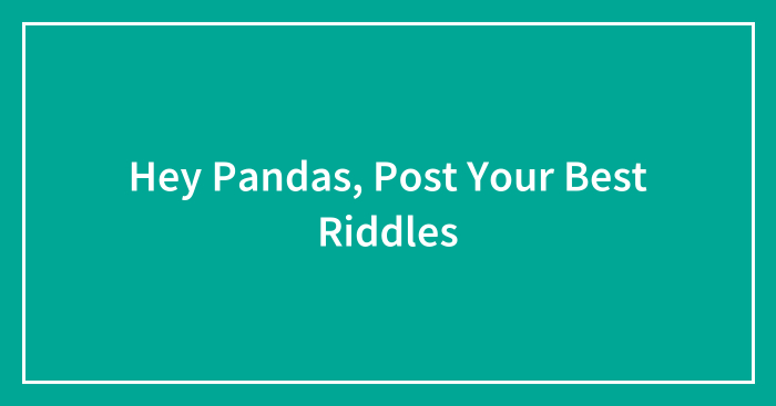 Hey Pandas, Post Your Best Riddles (Closed)