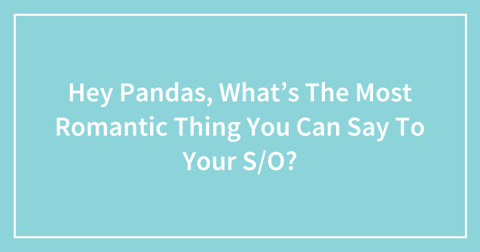 Hey Pandas, What’s The Most Romantic Thing You Can Say To Your S/O? (Closed)