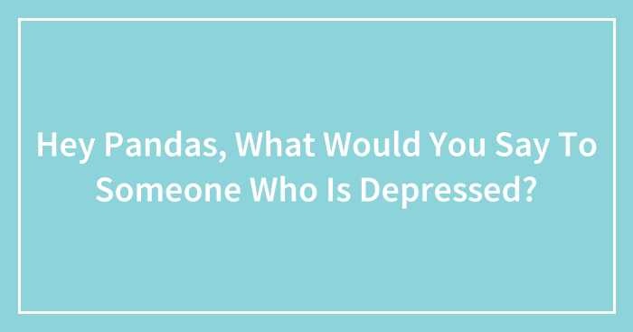 Hey Pandas, What Would You Say To Someone Who Is Depressed? (Closed)