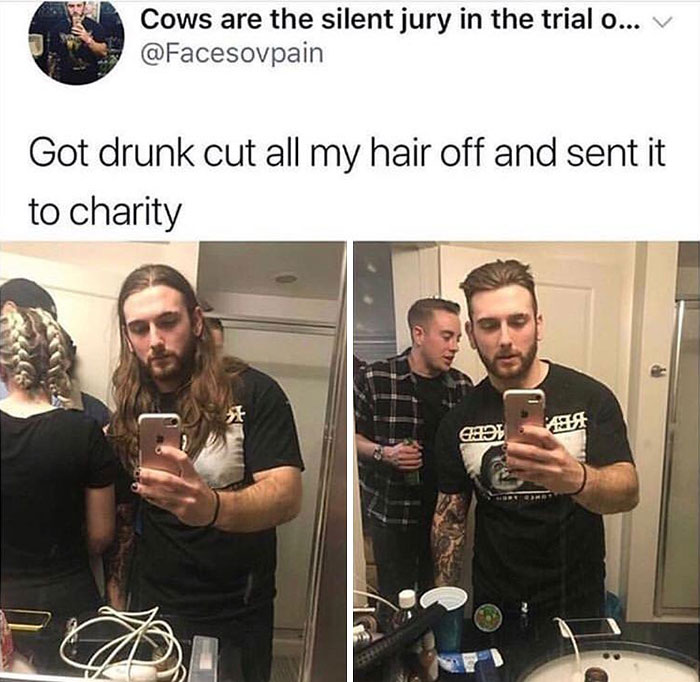 Legendary Drunk Guy Cuts Off His Hair For Charity