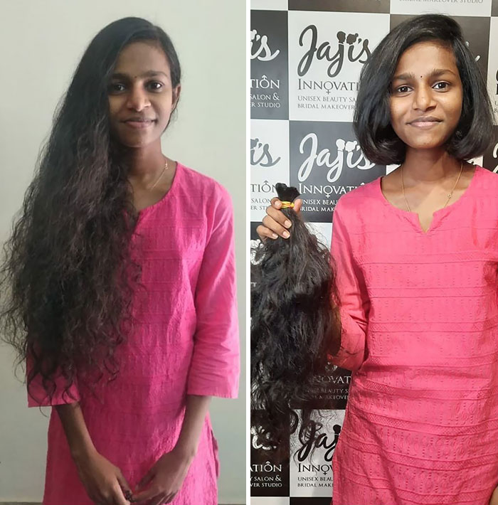30 Pics Of Kind People Before And After Cutting Their Long Hair To Donate  It To Cancer Patients (New Pics) | Bored Panda