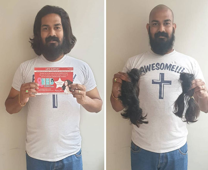 Thank You Ravikanth For Coming Forward And Donating Hair To Cancer Patients Through Our Organization