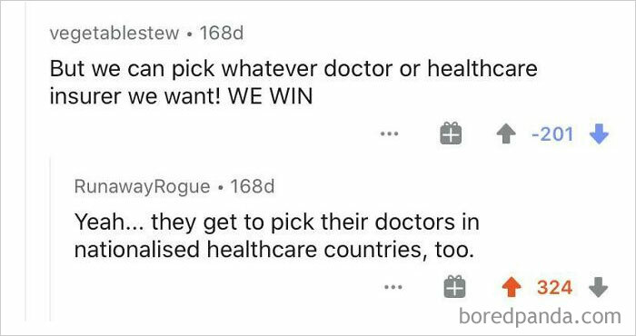 But We Can Pock Whatever Doctor Or Healthcare Insurer We Want! We Win