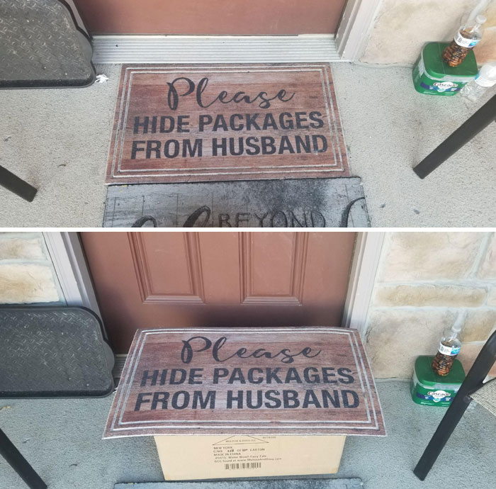 Por favor, esconde los paquetes de mi esposo