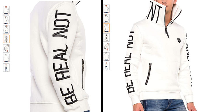 "Be Real Not" - The Missing Word Is "Excellent" And It's Not Even Written On The Other Sleeve But On The Ridiculously High Collar