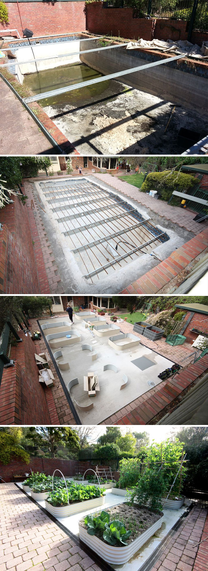We've Converted Our Pool Into An 80,000l Underground Rainwater Tank With Raised Vegetable Garden Beds On Top