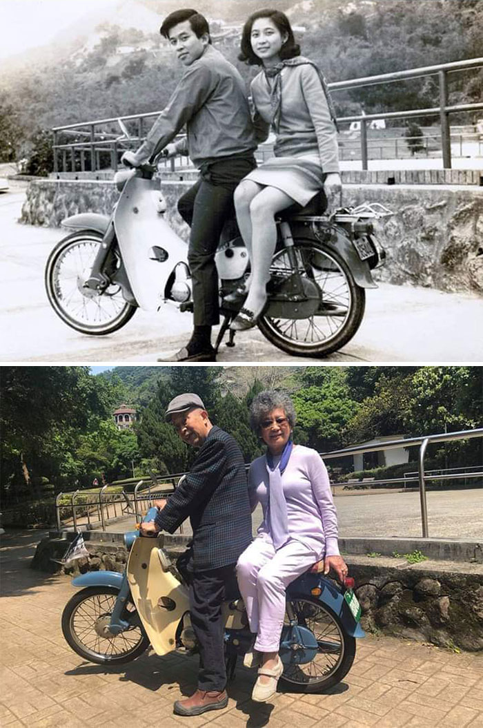 De 1967 a 2018: misma motocicleta, misma pareja