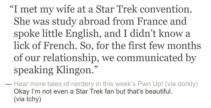 Building A Lifelong Relationship Over The Klingon Language