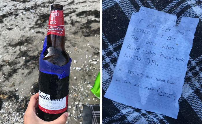 Message In A Bottle Found Washed Ashore On A Beach Near Me In Cornwall. “I Am The Only Man Alive Who Knows Who Killed Jfk”