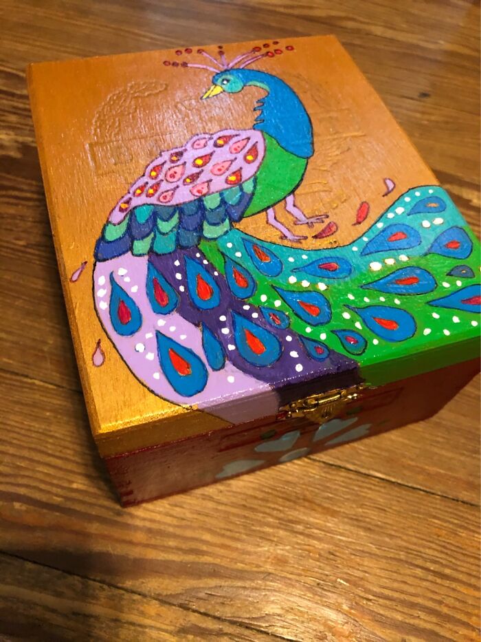 I Painted Wooden Cigar Boxes With Custom Designs.