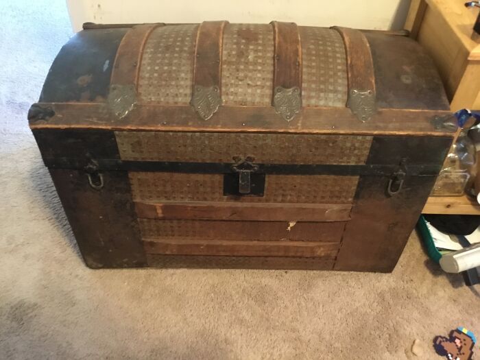 I Am An Awful Judge Of What Is Old Or Not, But Its Gotta Be This Trunk That My Grandma Gave Me. She Claims Its From My Great-Great-Grandmother.