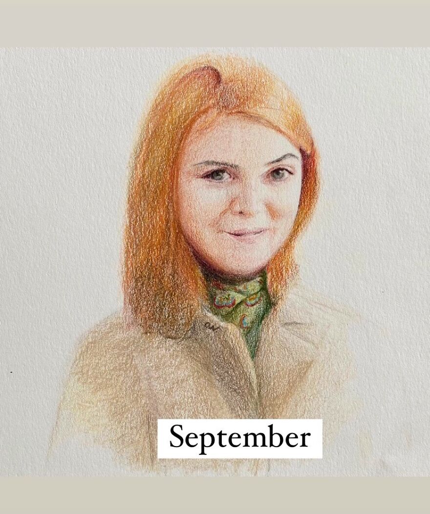 I Used Colored Pencils To Make 12 Portraits Of My Friends For A Whole Year