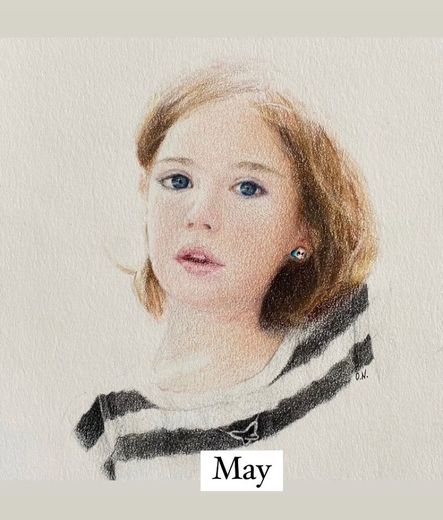 I Used Colored Pencils To Make 12 Portraits Of My Friends For A Whole Year