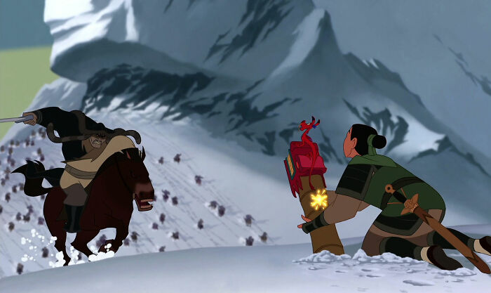 In Disney's Mulan (1998) - Mulan Is Told "A Girl Can Bring Her Family Great Honor In One Way...by Striking A Good Match." Both Of Mulan's Victories Over The Huns Involved Lighting Explosives