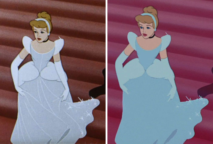 The Blu-Ray Version Of Disney’s Cinderella(1950) Has Been So Scrubbed Of Grain That It Removed Some Of The Line Work Within Some Scenes
