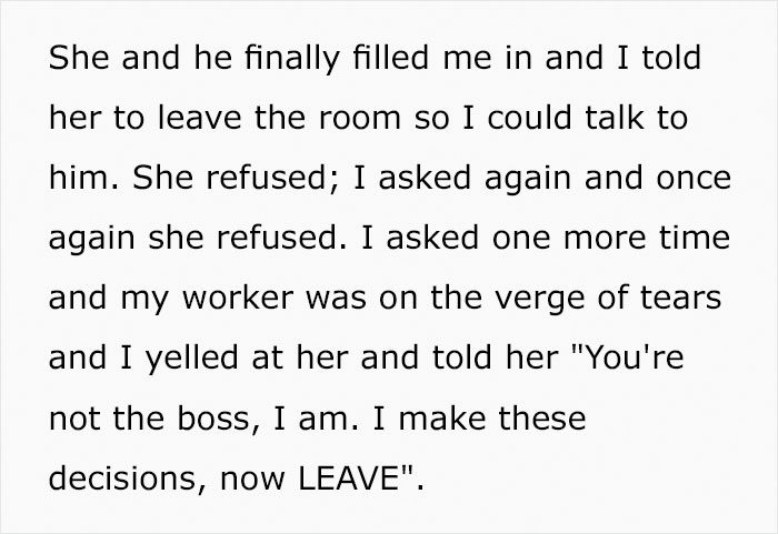 Man Sees His Wife Berating His Employee Who Made A Mistake, Reminds Her She's "Not The Boss" And Tells Her To Leave