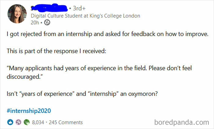 Rejected From An Internship For Not Having Enough Experience