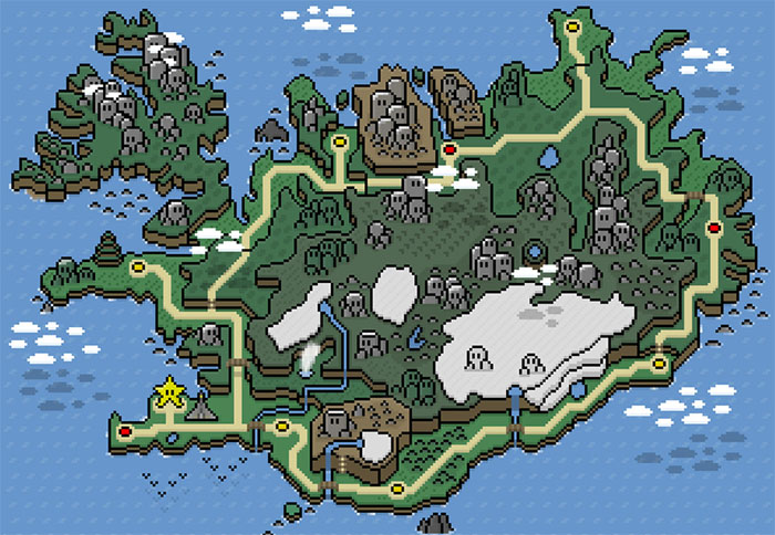 Iceland In The Style Of Super Mario World