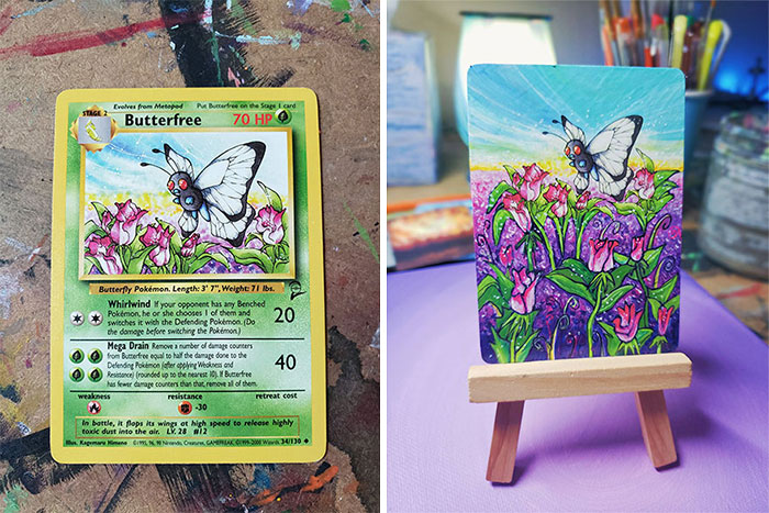 I Take Pokemon Cards And Redraw Them, Making Each One Into A Unique Painting (66 Pics)
