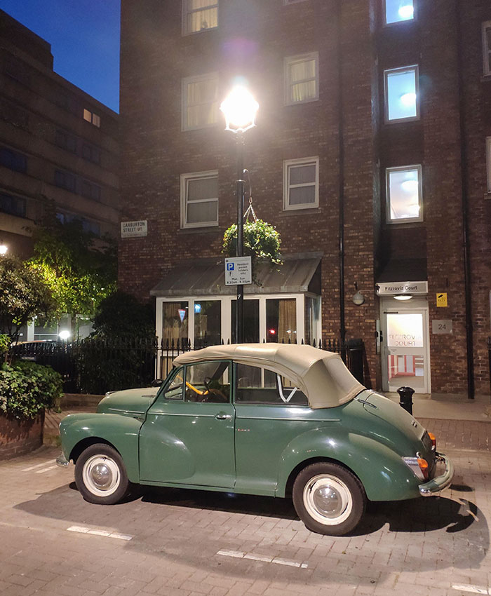 This Morris Minor Taken In Central London Which Looks Like It Was Taken On A Film Set