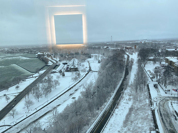 The Reflection On My Hotel Rooms Window Looks Like A Portal To Somewhere
