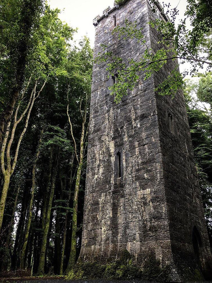 Torre encontrada en un bosque irlandés, parece de cuento