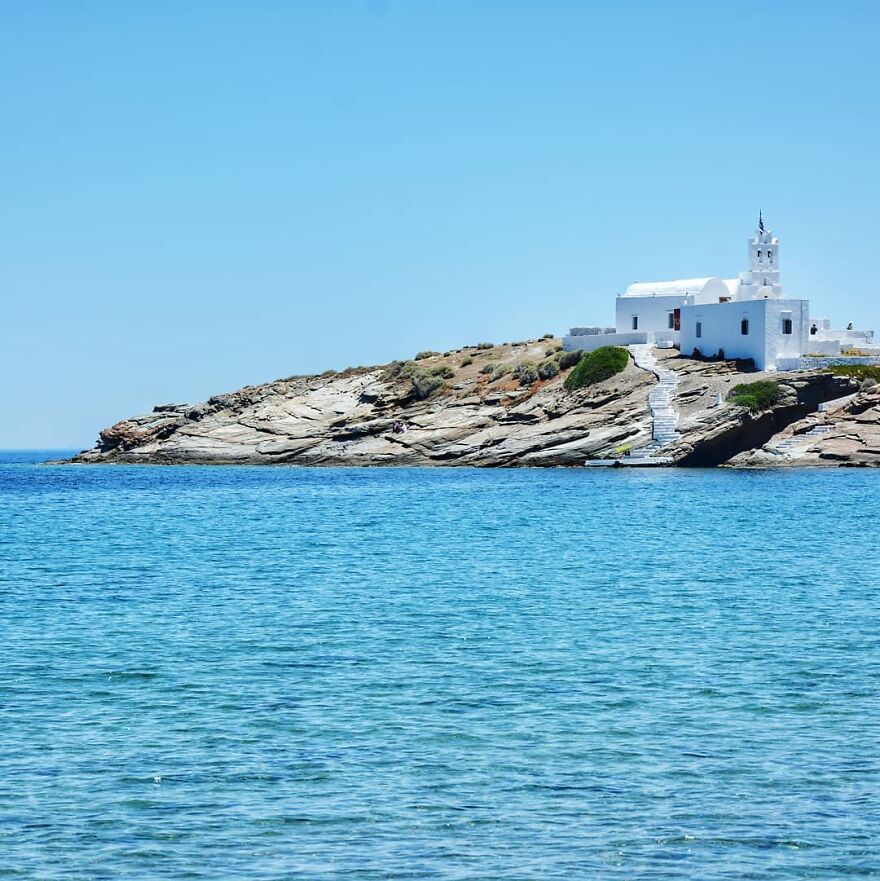 View Of The Panagia Chrisopigi Chapel, The Most Famous And Idyllic Church Of Sifnos Island!